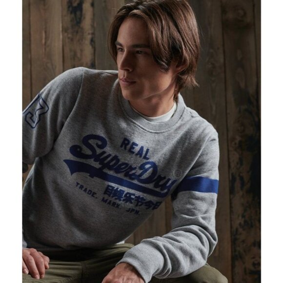 Superdry Vintage Logo Varsity Sweatshirt Men's Medium Preppy - Picture 10 of 12